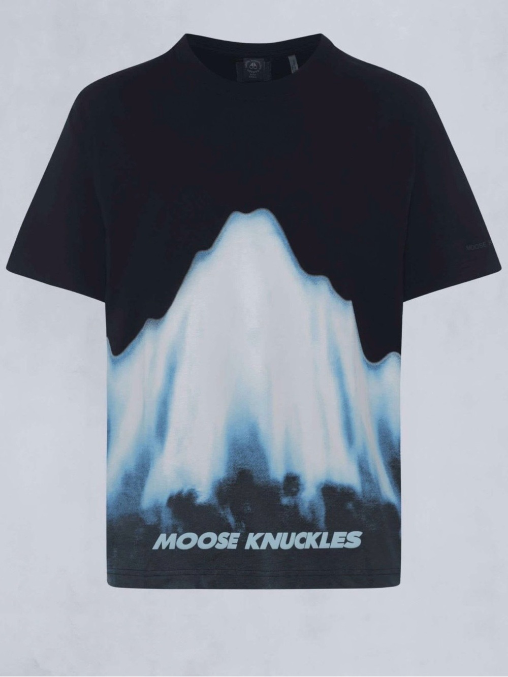 Moose Knuckles Men’s Black Blue Mountain Tee Shirt Size XL NWOT